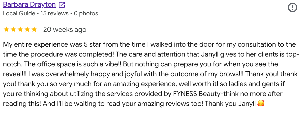 5-star Google review from Barbara Drayton