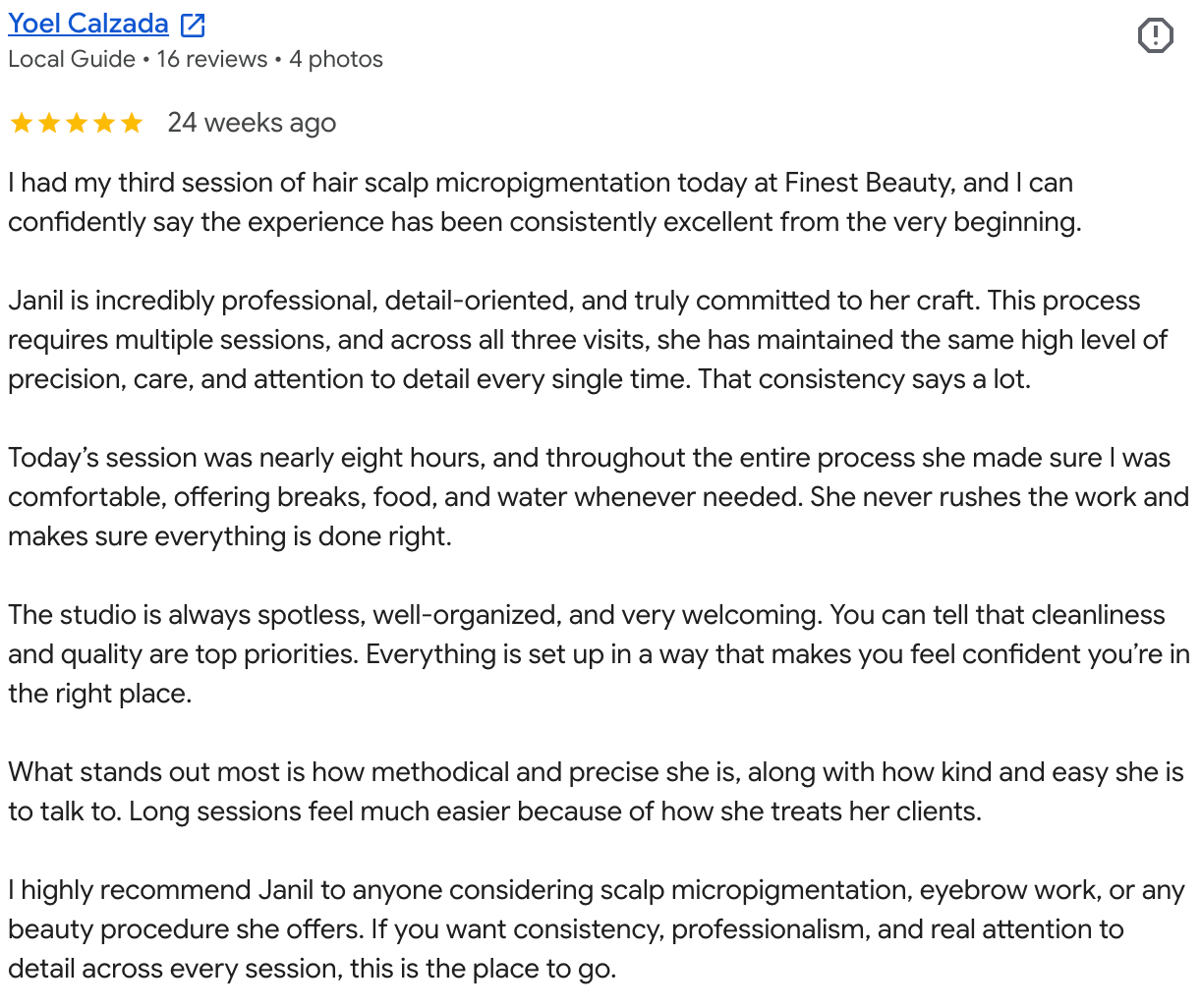 5-star Google review from MariaCristina Garcia